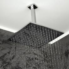 Lacava W1076-CR - Ceiling-mount tilting square rain shower head, 121 rubber nozzles. Arm and flange sold separately.