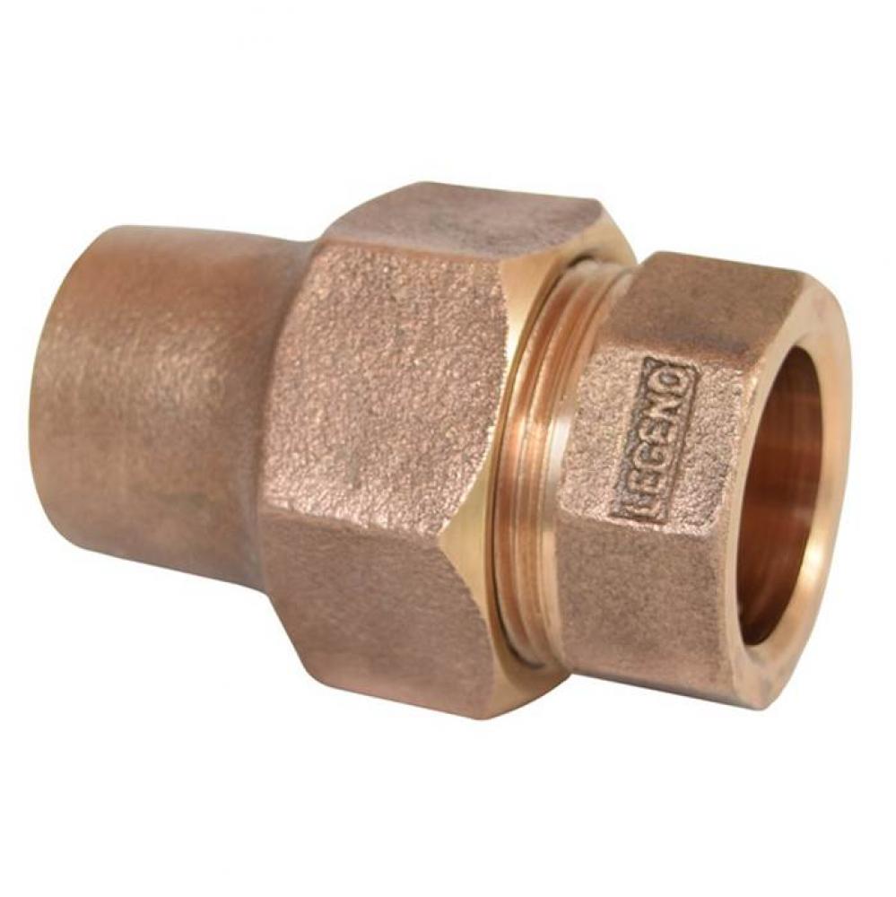 1-1/4'' T-4201NL No Lead Bronze Two Part Flare x Flare Union with Engagement Ring