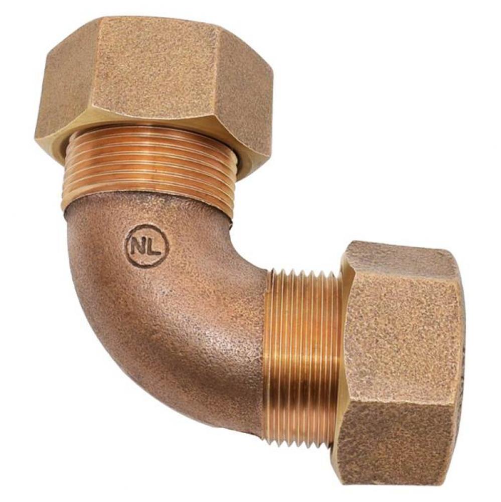 1-1/4'' T-4433NL No Lead Bronze Ring Compression (CTS) x Ring Compression (CTS) 1/4 Bend