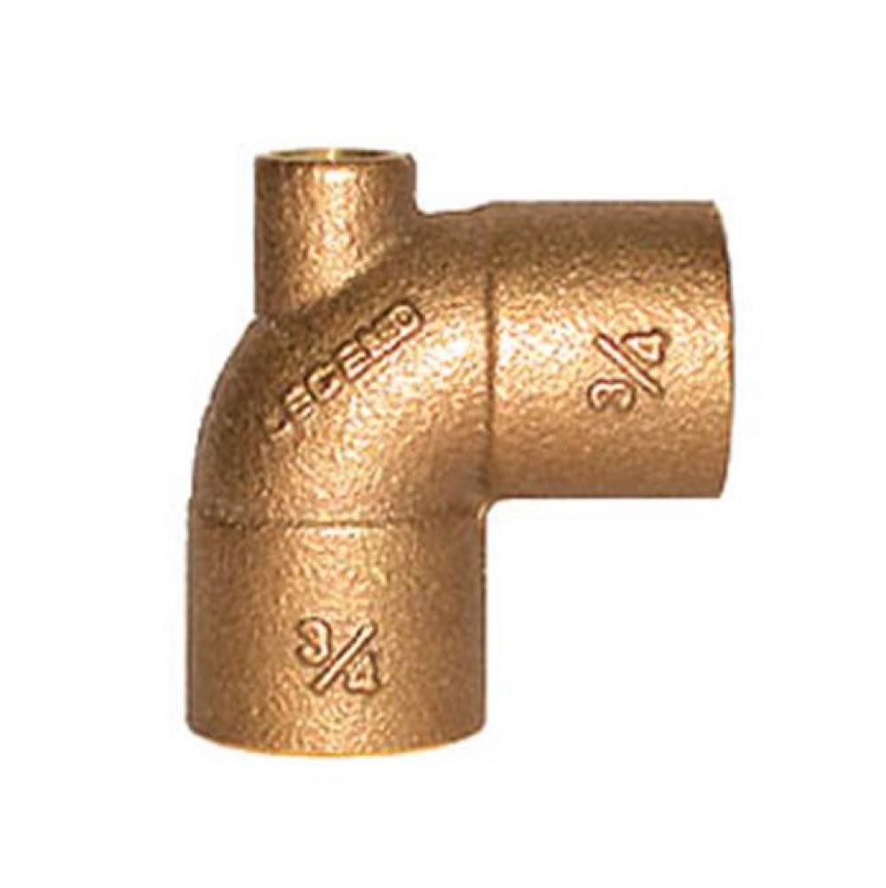 1'' x 1/8'' x 1'' Sweat x FNPT x Sweat Baseboard Tee, Cast Brass