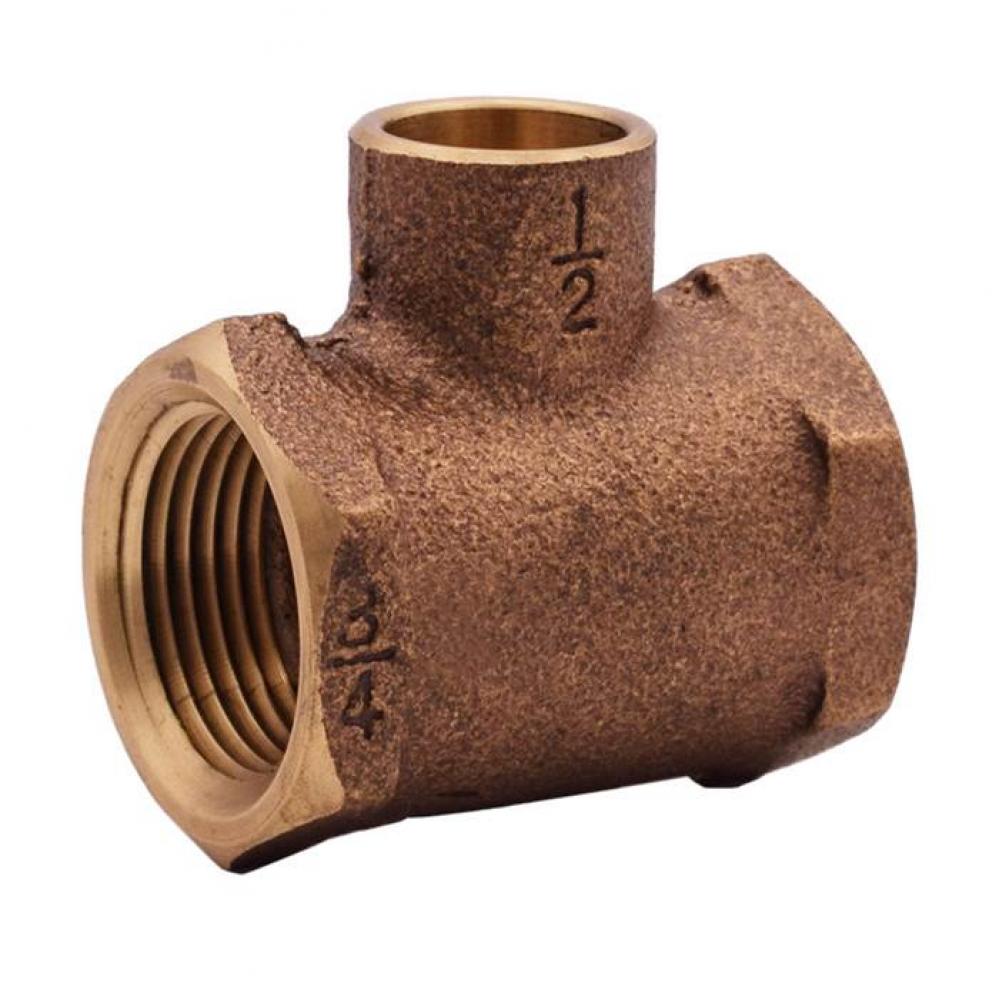 3/4'' x 1/2'' x 3/4'' FNPT x FNPT x Sweat Tee, Cast Brass