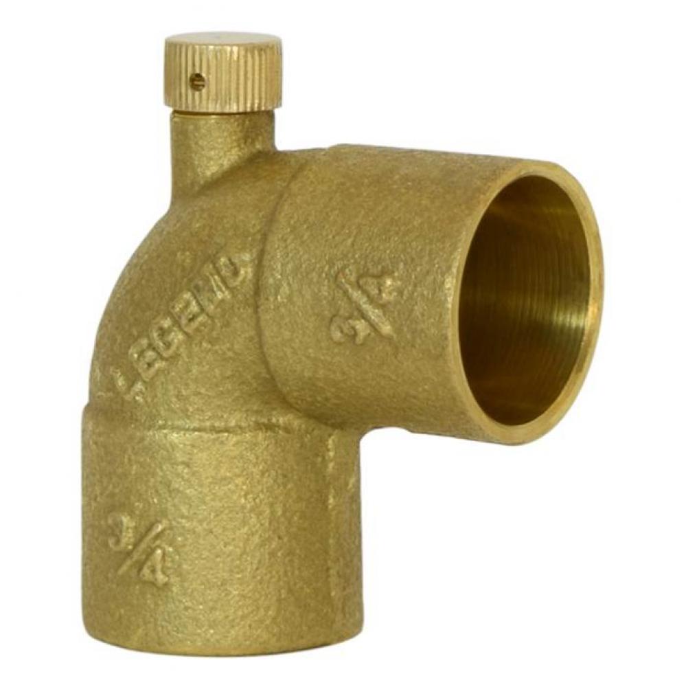 3/4'' Sweat x Sweat Drain Elbow, No Lead Cast Brass