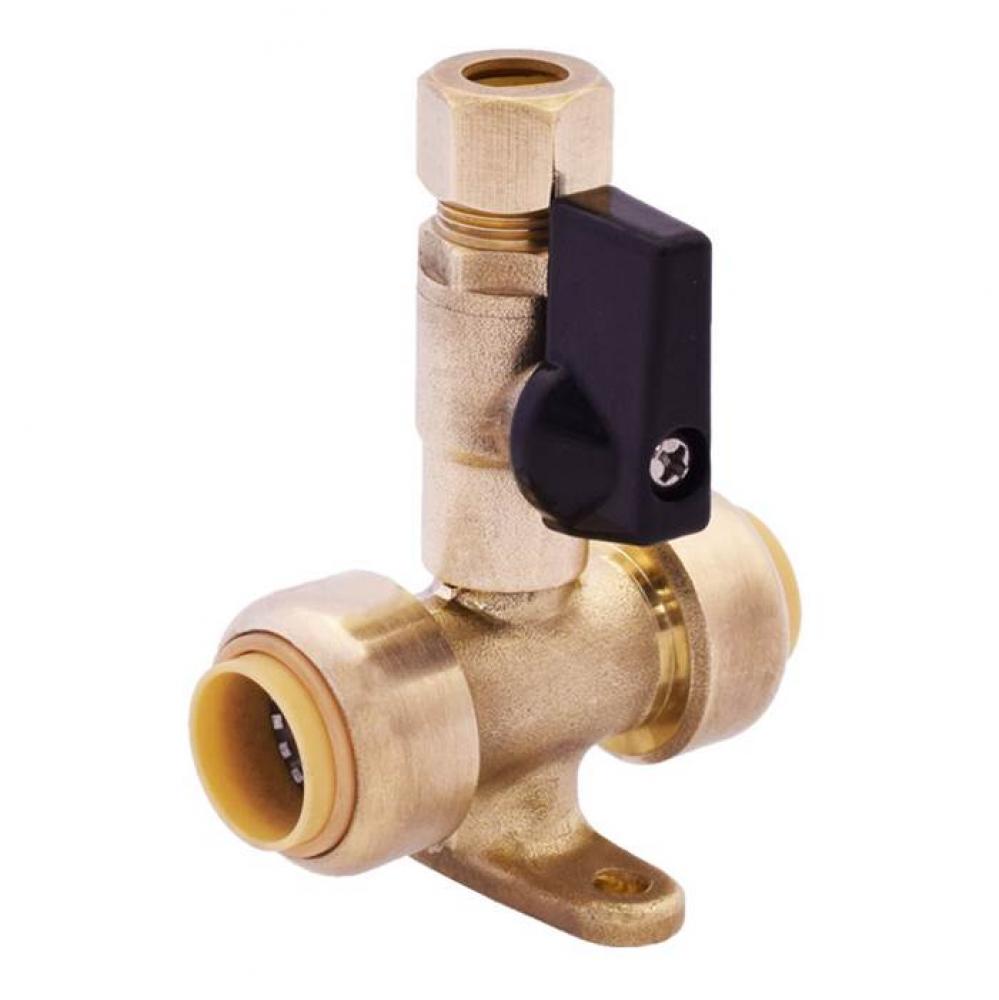 3/4''x 3/4'' x 3/8'' Push x Compression Tee w/ Valve