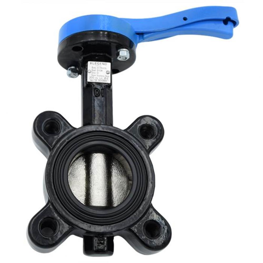 2'' T-365DI Ductile Iron Lug Type Butterfly Valve, Ductile Iron Disc, 10 Position Lever
