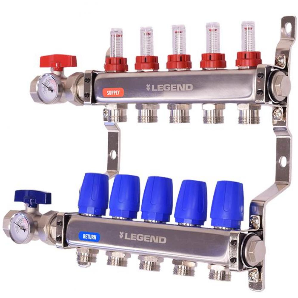 M-8330 Basic Stainless Steel Manifold with Isolation Valves, Thermometer, 2 Port, Mounting Bracket