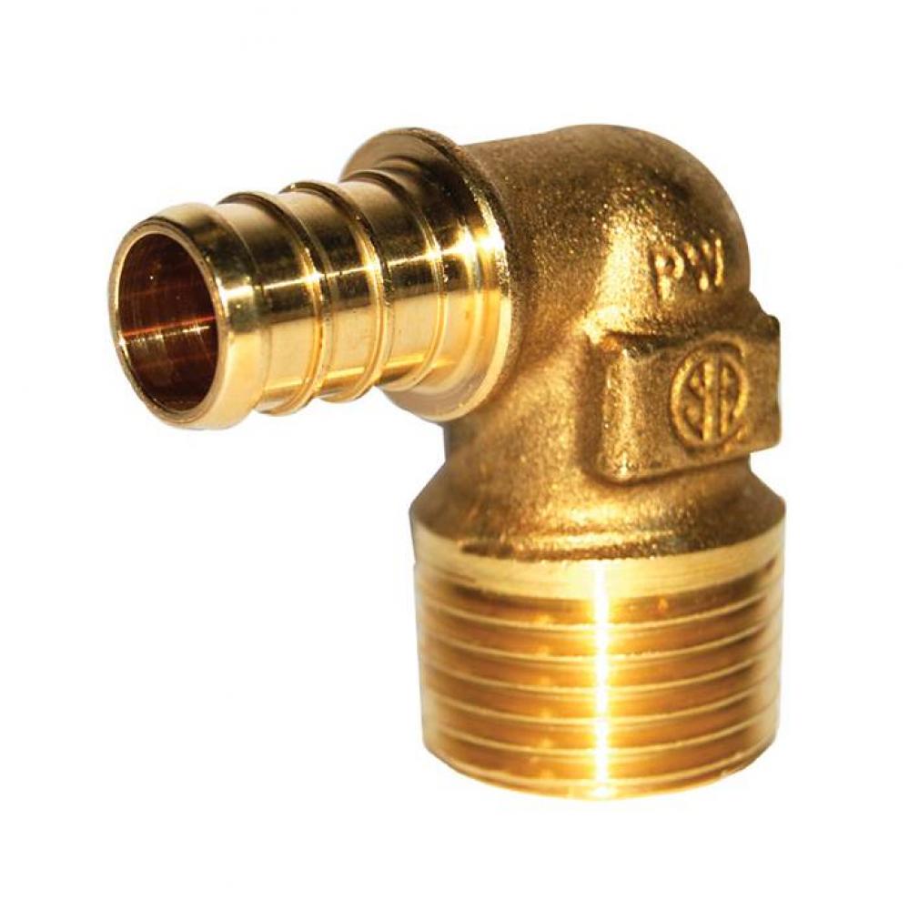 1/2'' x 3/8'' PEX x MNPT Elbow No Lead/ DZR Forged Brass Fitting