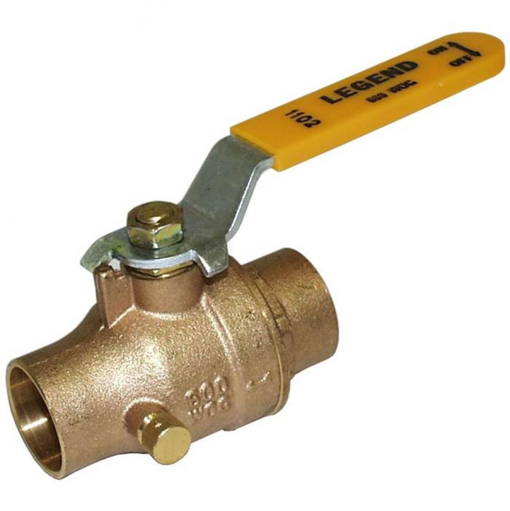 1'' S-1102NL No Lead Forged Brass Full Port Ball Valve with Drain