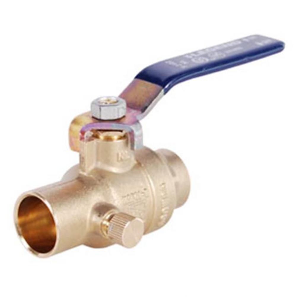 3/4'' S-2102NL No Lead, DZR Forged Brass Full Port Ball Valve with Drain