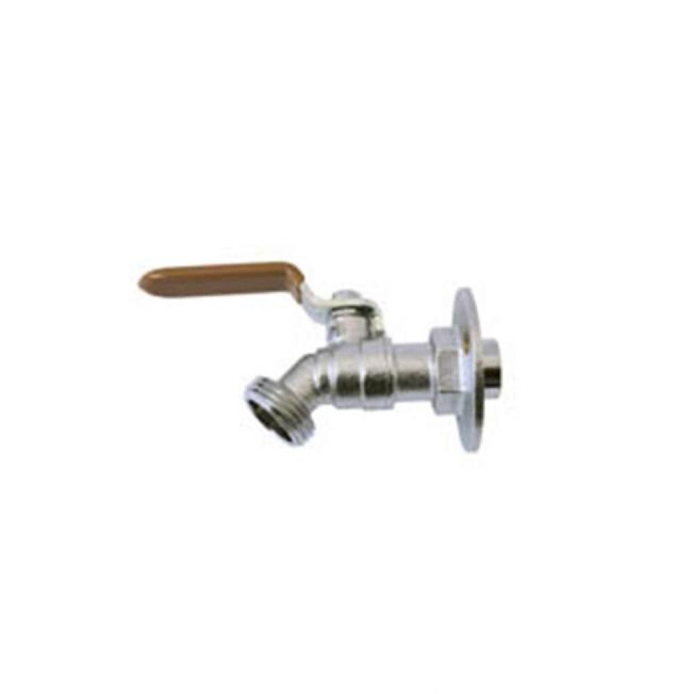 3/4 S-541FL 1/4 Turn Brass Flanged Ball Valve Sillcock, Chrome Plated