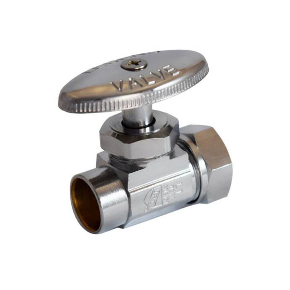 1/2 SWT S-584NL No Lead Chrome Brass Straight Multi-Turn Slip Joint Stop Valve (3321)