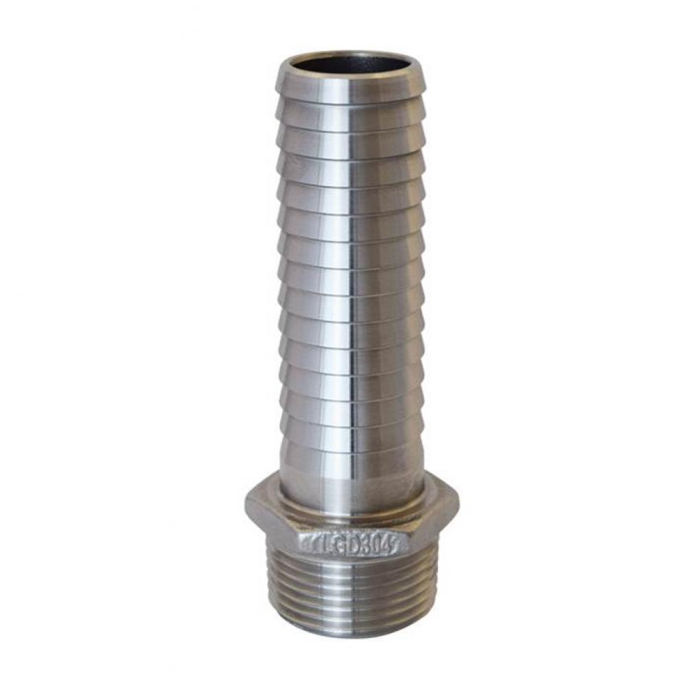 1-1/4'' Extra Long .304 Stainless Steel Insert x MNPT Adapter