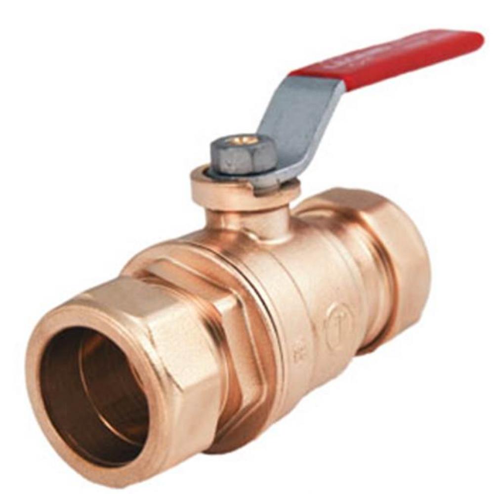 3/4'' T-1009NL No Lead Forged Brass Full Port Ball Valve, Compression Ends