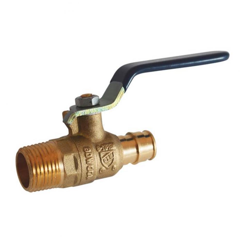 1'' T-1960MNL No Lead, DZR Forged Brass Cold Expansion PEX (F 1960) Ball Valve, MNPT x P