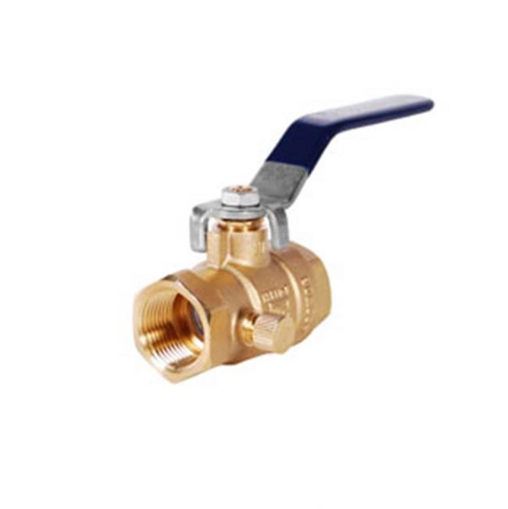 1/2'' T-2102NL No Lead, DZR Forged Brass Full Port Ball Valve with Drain