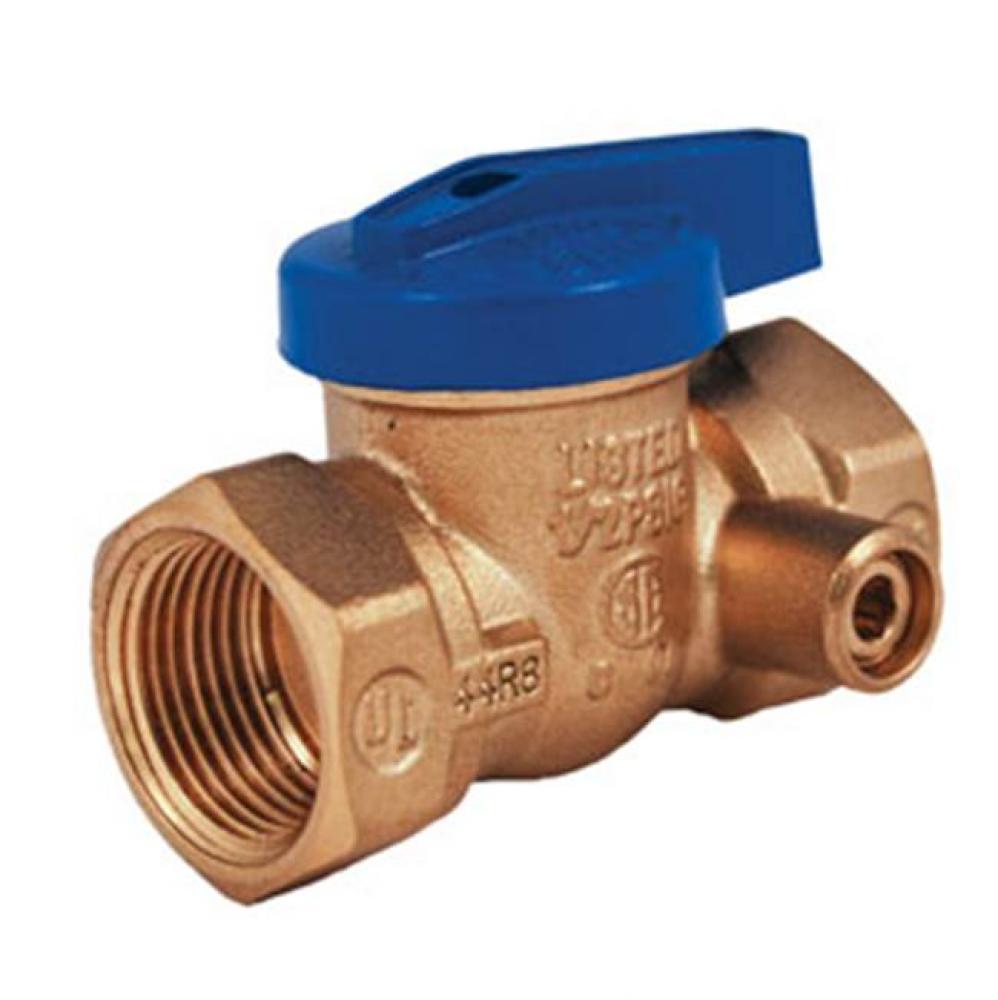 1'' T-3100 Forged Brass Gas Valve with Side Tap