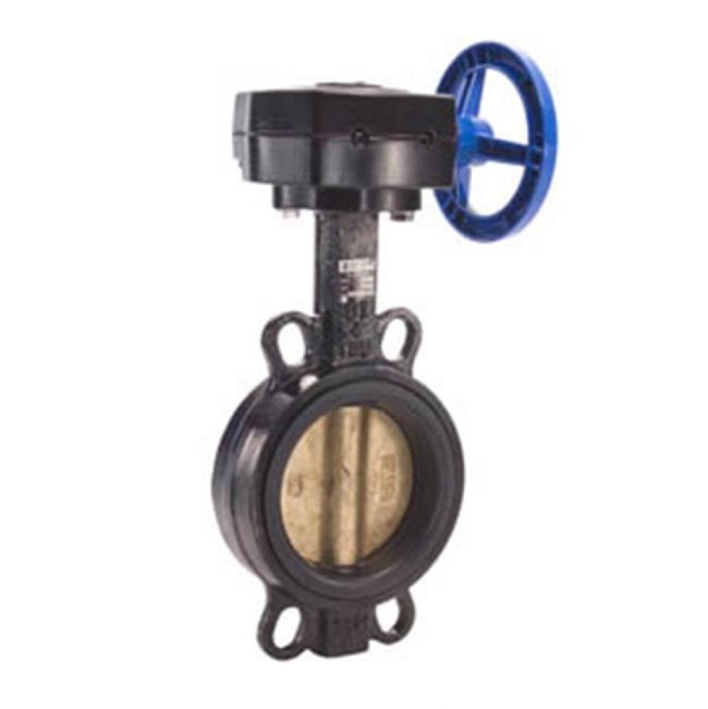 12'' T-335AB-G Ductile Iron Wafer Butterfly Valve, Aluminum Bronze Disc, Gear Operated -