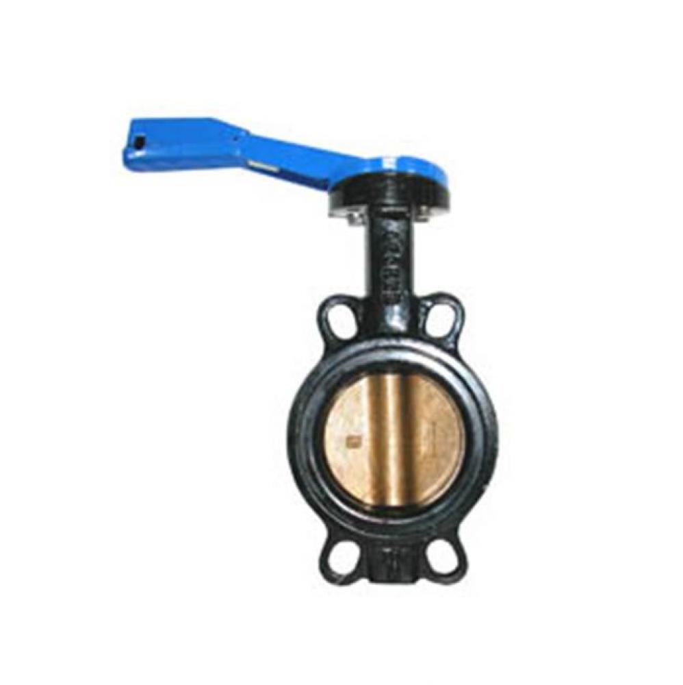 10'' T-335AB Ductile Iron Wafer Butterfly Valve, Aluminum Bronze Disc, 10 Position Lever