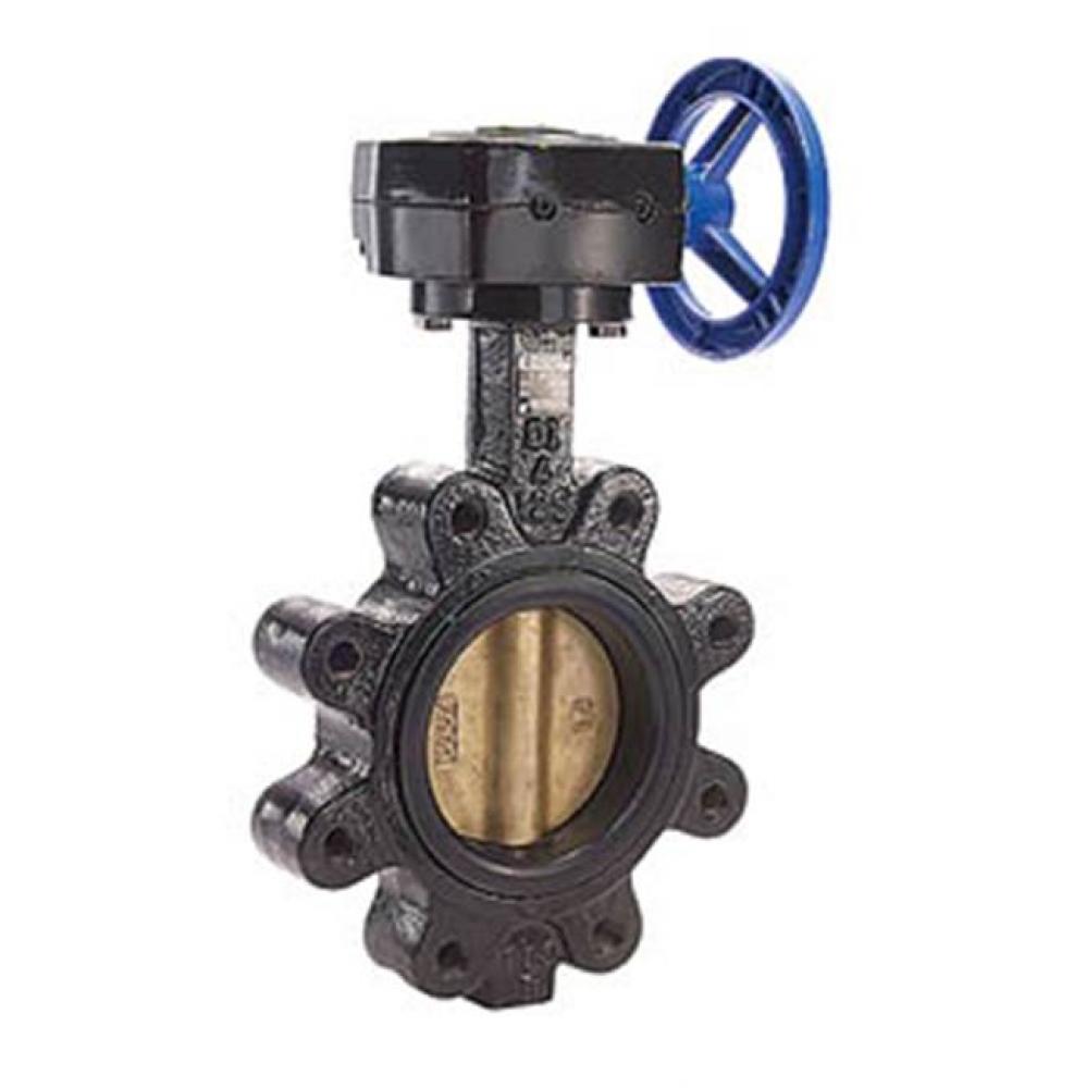 5'' T-365AB-G Ductile Iron Lug Type Butterfly Valve, Aluminum Bronze Disc, Gear Operated