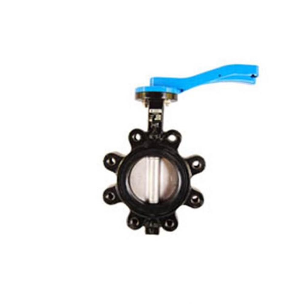 6'' T-367SS Ductile Iron Lug Type Butterfly Valve, Stainless Steel Disc, 10 Position Lev