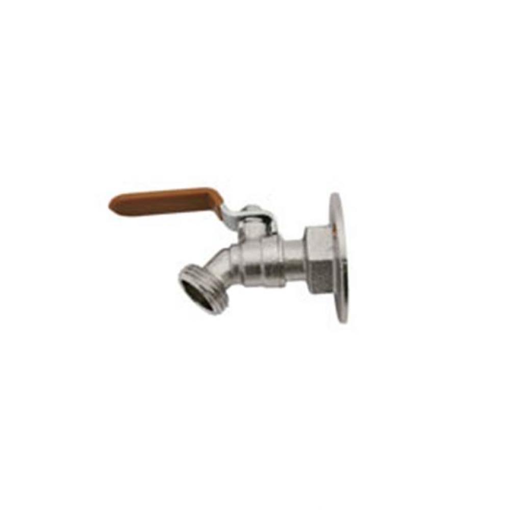 1/2 T-541FL 1/4 Turn Brass Flanged Ball Valve Sillcock, Chrome Plated