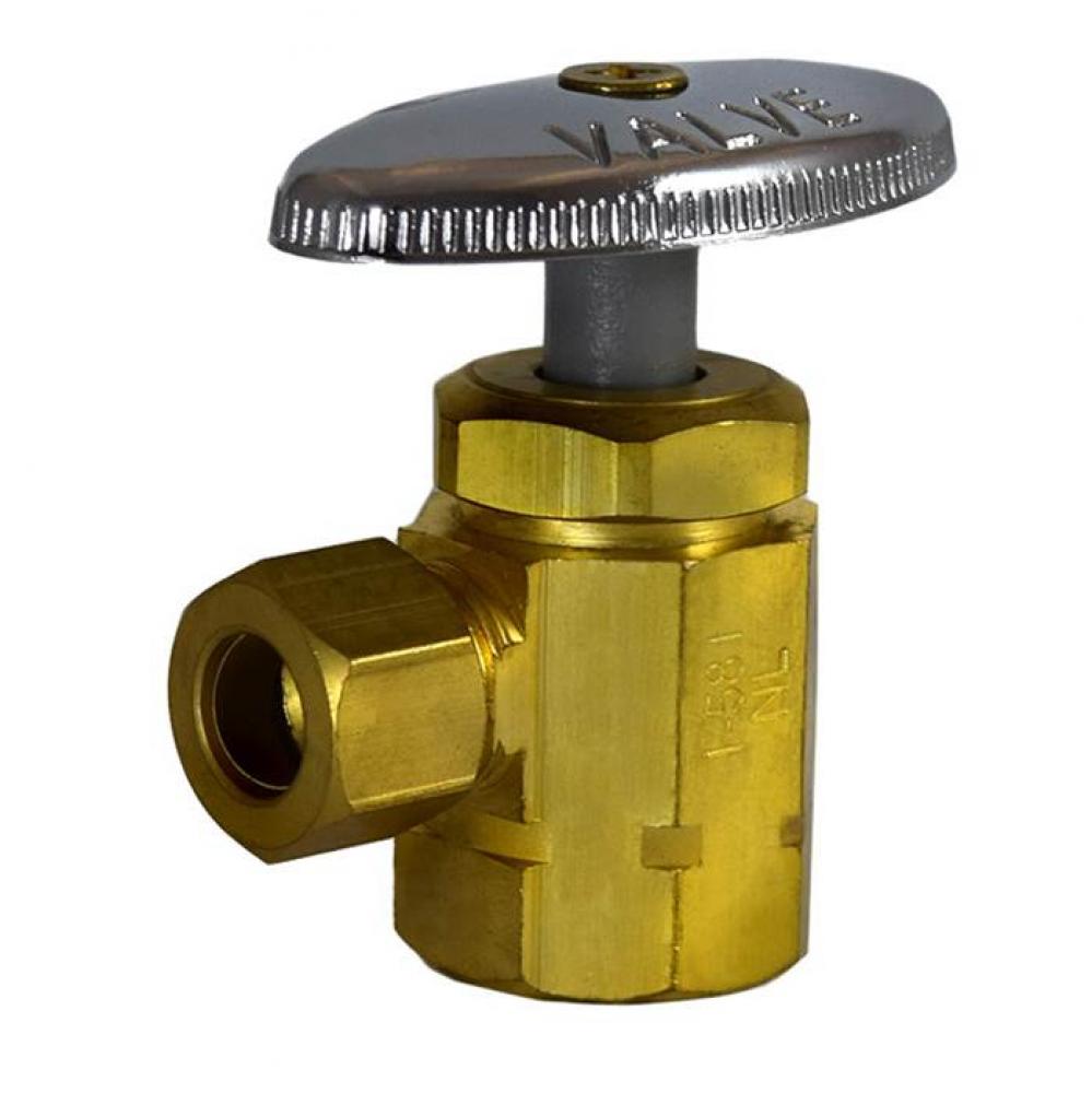 1/2 '' FNPT x 3/8OD T581RBNL No Lead Rough Brass Angle Multi-Turn Stop Valve (R-17R)