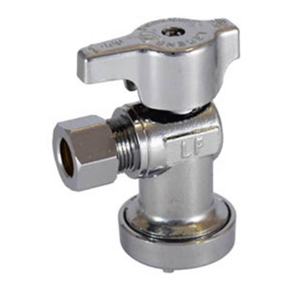 1/2 Push Fit x 1/4'' OD T-595NL InstaLoc No Lead Chrome Brass 1/4 Turn Angle Stop Valve