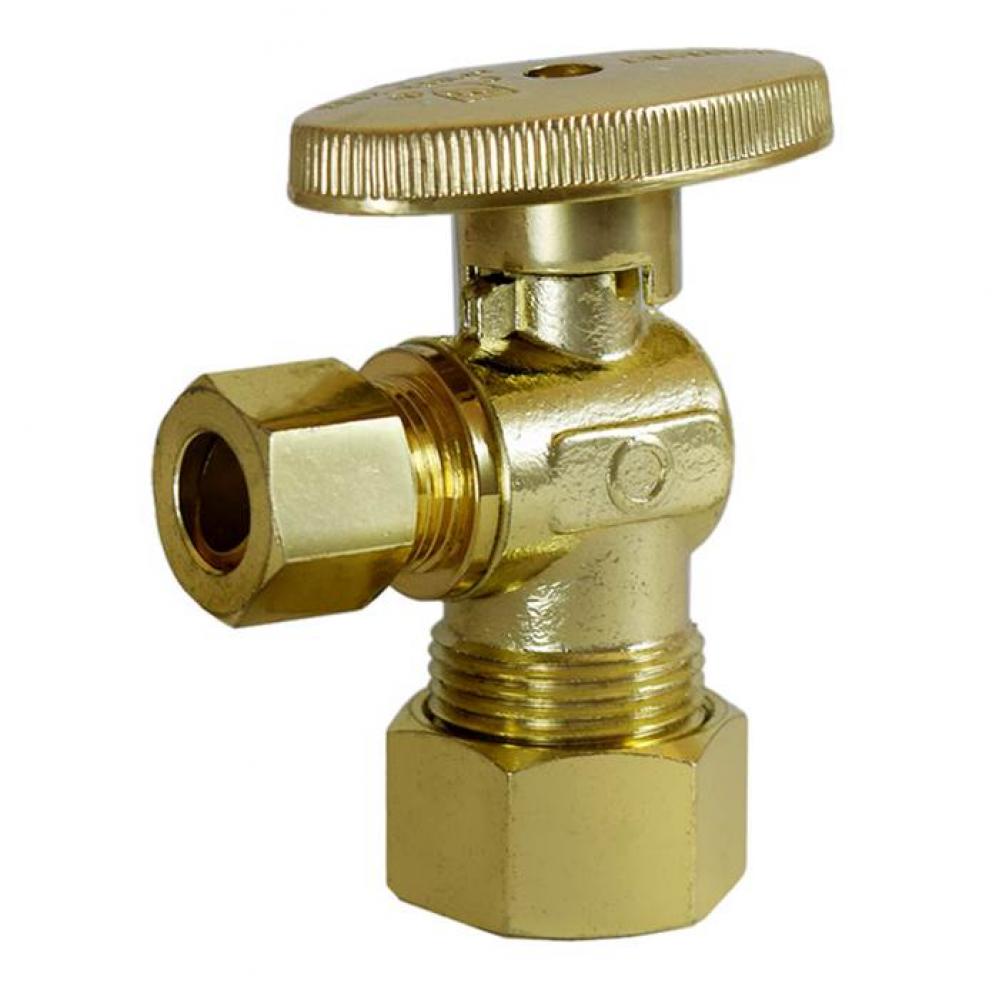 5/8'' OD x 3/8'' OD T595PB NL No Lead Polished Brass 1/4 Turn Angle Stop Valve