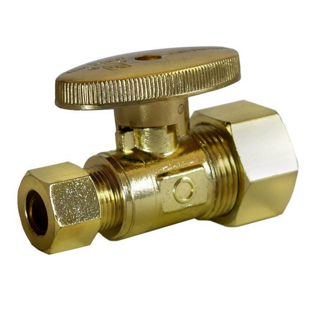 5/8'' OD X 3/8'' OD T-595NL No Lead Polished Brass 1/4 Turn Angle Stop Valve i