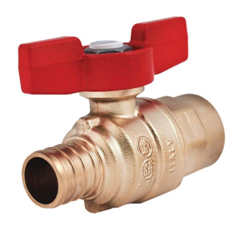 3/4'' T-805SNL No Lead Forged Brass, Sweat x PEX Ball Valve, Tee Handle