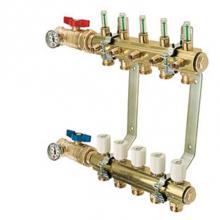 Legend Valve 8200T-10-7 - M-8200T Precision Manifold with Isolations Valves & Thermometer 1'' Brass Bar 7 Port