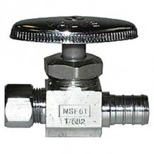 Legend Valve 114-209NL - 1/2 PEX x 3/8'' OD T-582NL No Lead Chrome Brass Straight Multi-Turn Stop Valve