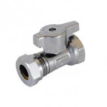 Legend Valve 114-753NL - 1/2'' FNPT T-594NL No Lead Chrome Brass 1/4 Turn Slip Joint Straight Stop Valve