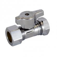 Legend Valve 114-754NL - 5/8'' OD T-594NL No Lead Chrome Brass 1/4 Turn Slip Joint Straight Stop Valve