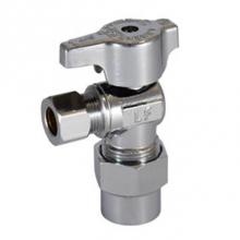 Legend Valve 114-607NL - 1/2CPVC x 3/8'' OD T-595NL No Lead Chrome Brass 1/4 Turn Angle Stop Valve