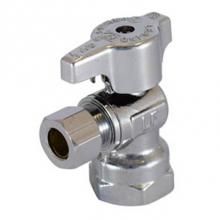 Legend Valve 114-606NLB - 1/2'' 1960 x 3/8 OD T-595NL No Lead Chrome Brass 1/4 Turn Angle Stop Valve in Contractor