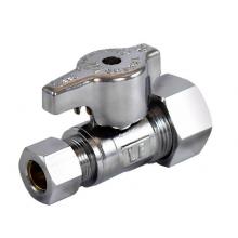 Legend Valve 114-704NL - 5/8'' OD x 3/8'' OD T-596NL No Lead Chrome Brass 1/4 Turn Straight Stop Valve