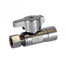 Legend Valve 114-713NL - 1/2SWT x 3/8'' OD T-596NL No Lead Chrome Brass 1/4 Turn Straight Stop Valve