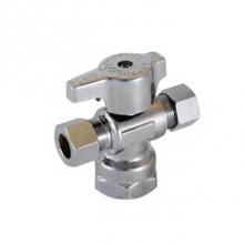 Legend Valve 114-803NL - 1/2F x 3/8'' OD x 3/8'' OD T-597NL No Lead Chrome Brass Dual Outlet 1/4 Turn S