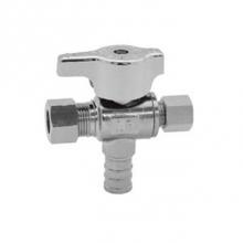 Legend Valve 114-805NL - 1/2'' PEX x 3/8'' OD x 1/4'' OD T-597NL No Lead Chrome Brass Dual Ou