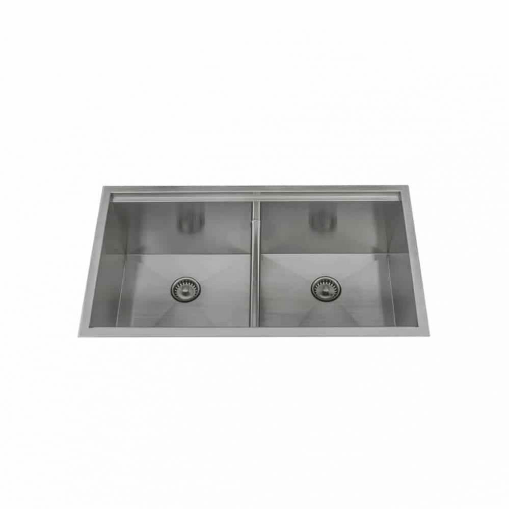 Undermount Double Bowl Low Divider 33'' x 22-3/4'' x 10''