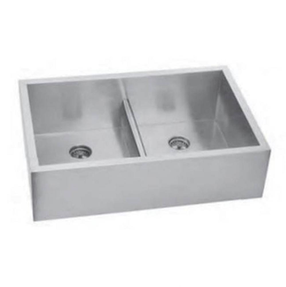 Low Divider Double BowlApron Farm House Sink