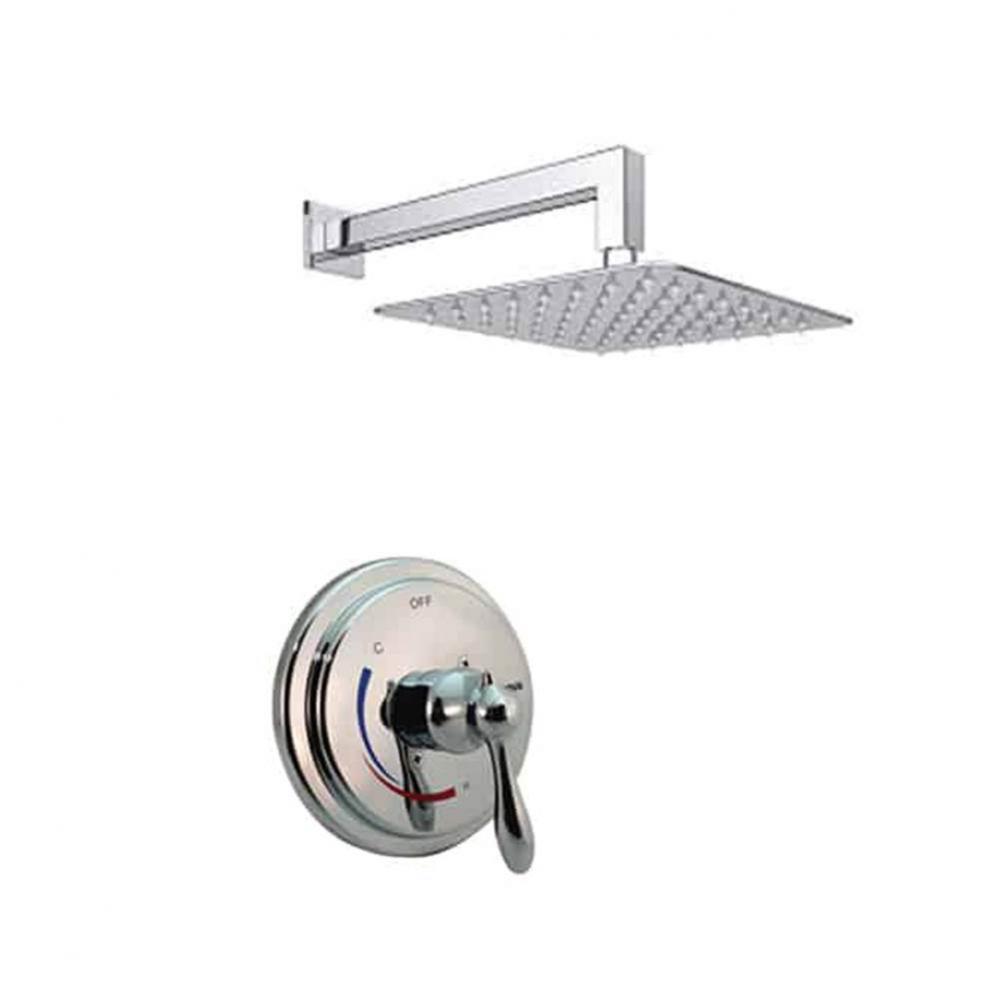 2PC - Shower Set Includes: Shower Head Round 8'' Thermostatic/Pressure Valve Trim Kit -