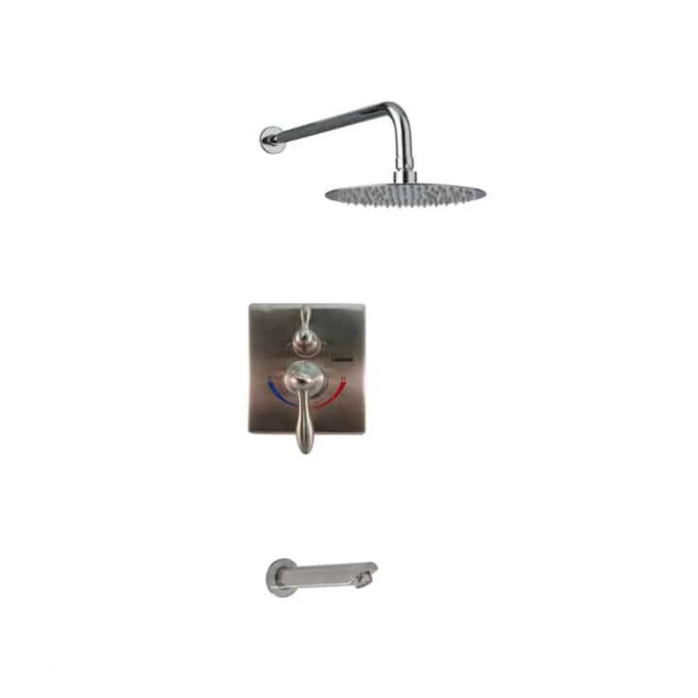 2PC - Shower Set Includes: Shower Head Round 8'' Thermostatic/Pressure Valve Trim Kit -