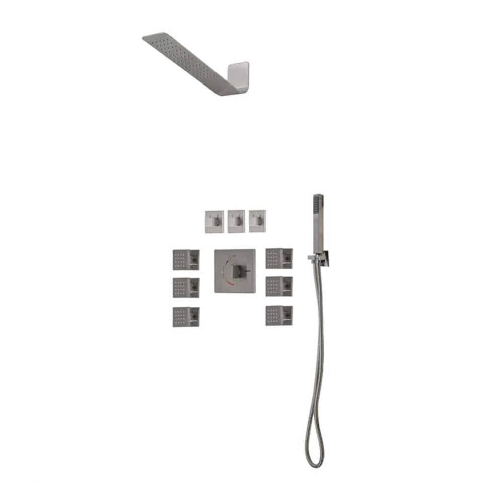 4PC - Shower Set Includes: Shower Head Square 16'' x 4-3/4'' Trim Kit - Square