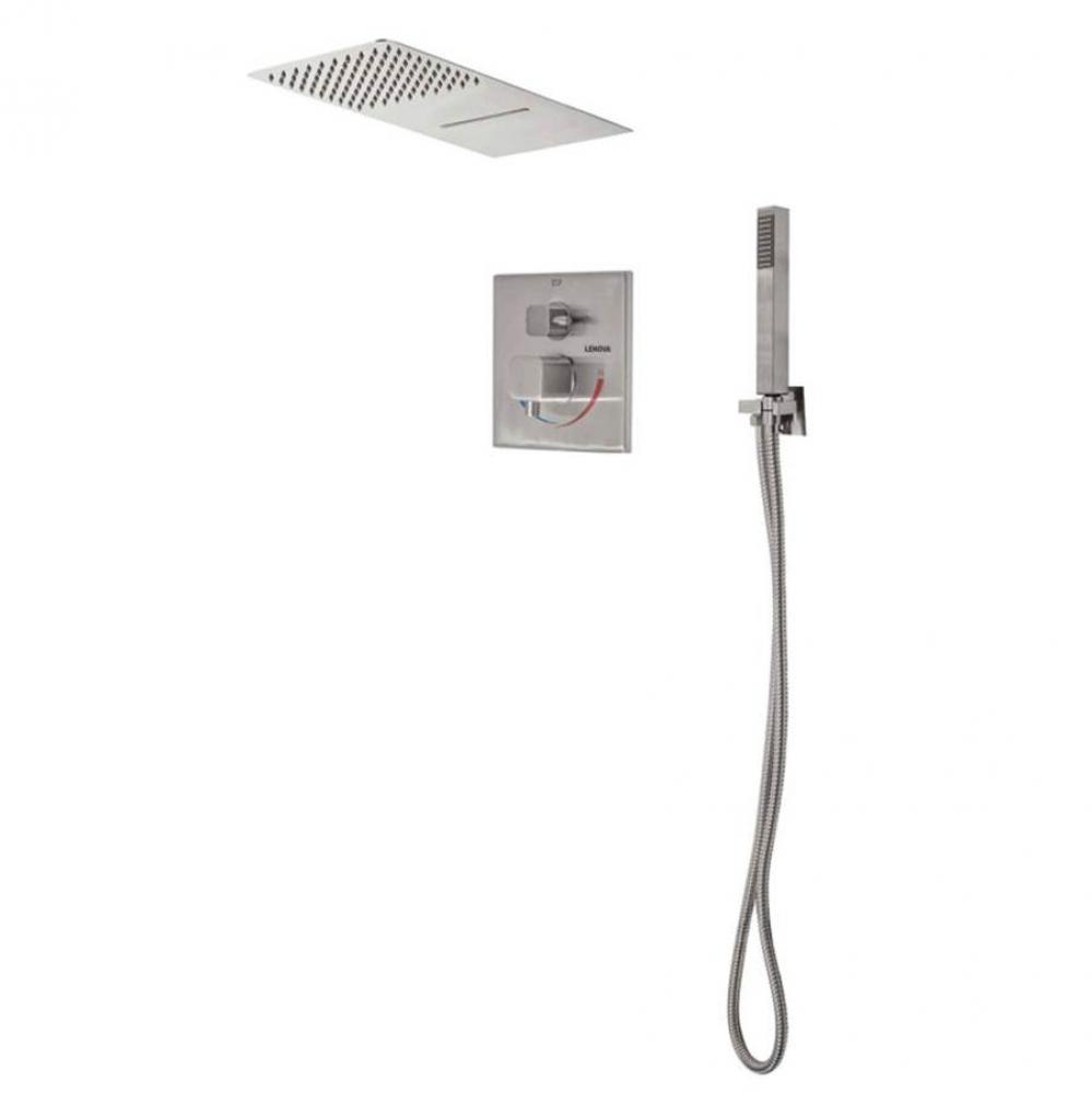 3PC - Shower Set Includes: Shower Head Square 19-3/4'' x 8'' Thermostatic/Pres