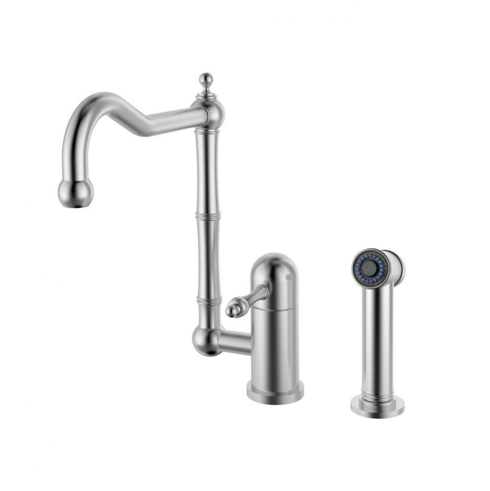 Solid 304 stainless steel kitchen faucet with side spray