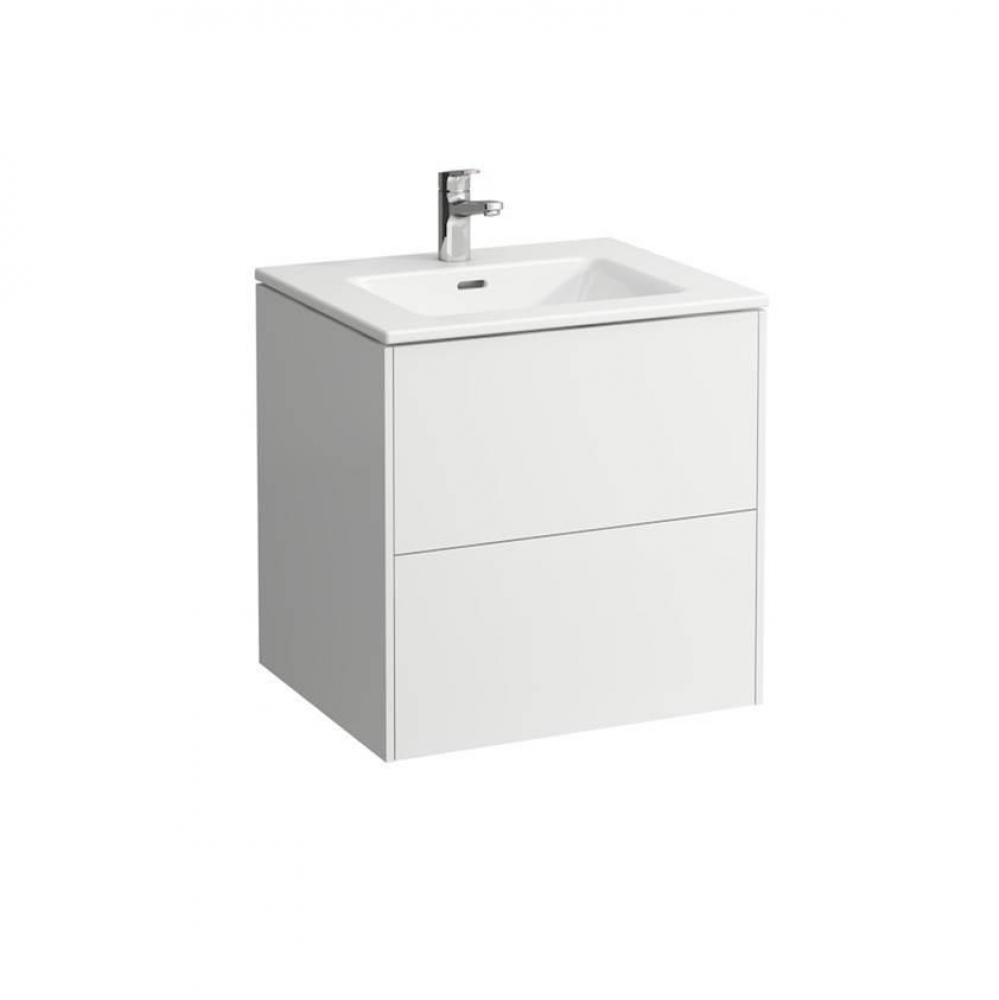 Pack: Washbasin + Vanity Unit 60; Pro S slim washbasin white with tap bank, with one tap hole, wit