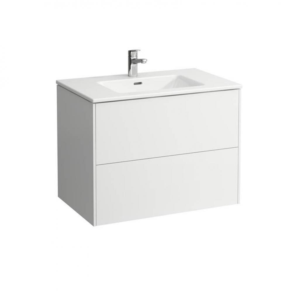 Pack: Washbasin + Vanity Unit 80; Pro S slim washbasin white with tap bank, with one tap hole, wit