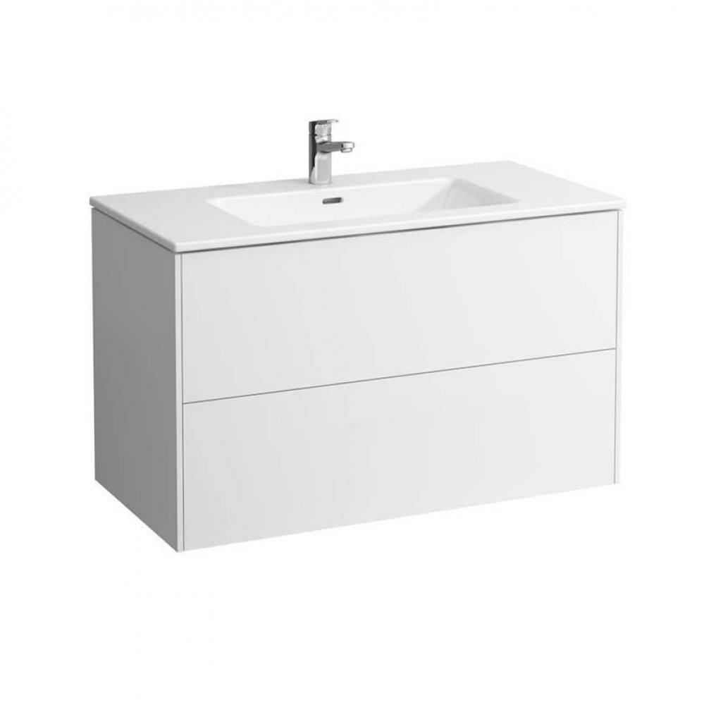 Pack: Washbasin + Vanity Unit 100; Pro S slim washbasin white with tap bank, with one tap hole, wi