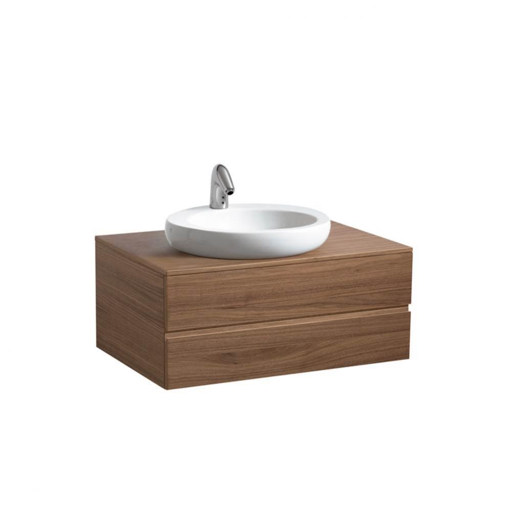 Vanity unit 800 for washbasin 8.1397.1 with cut-out middle with space saving siphon